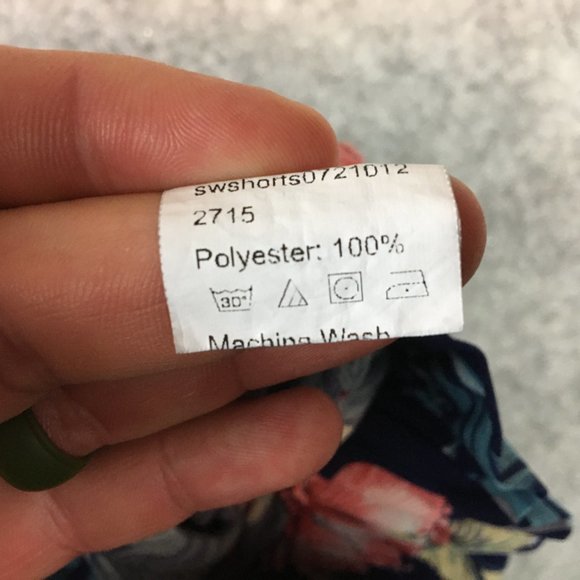 Shein Curve Shorts 4X High Waist Mini Navy Blue Tropical Floral Pull On Hibiscus - Picture 8 of 11